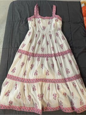 J. Crew Factory Cream Sundress with Pink Floral Print
